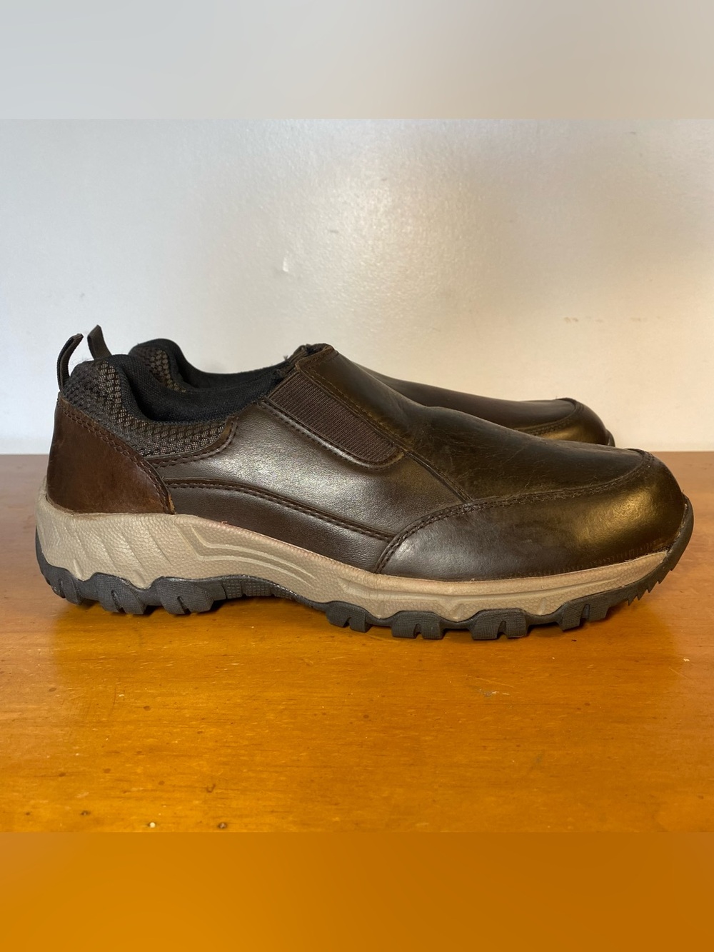 George Men's Size 9.5 Brown Leather Rugged Casual Slip-On Shoes
